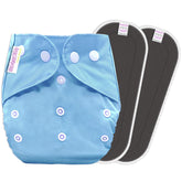 Reusable Baby Cloth Diaper with Adjustable Snap Buttons and Insert (1 Diaper & 2 Pcs Insert)